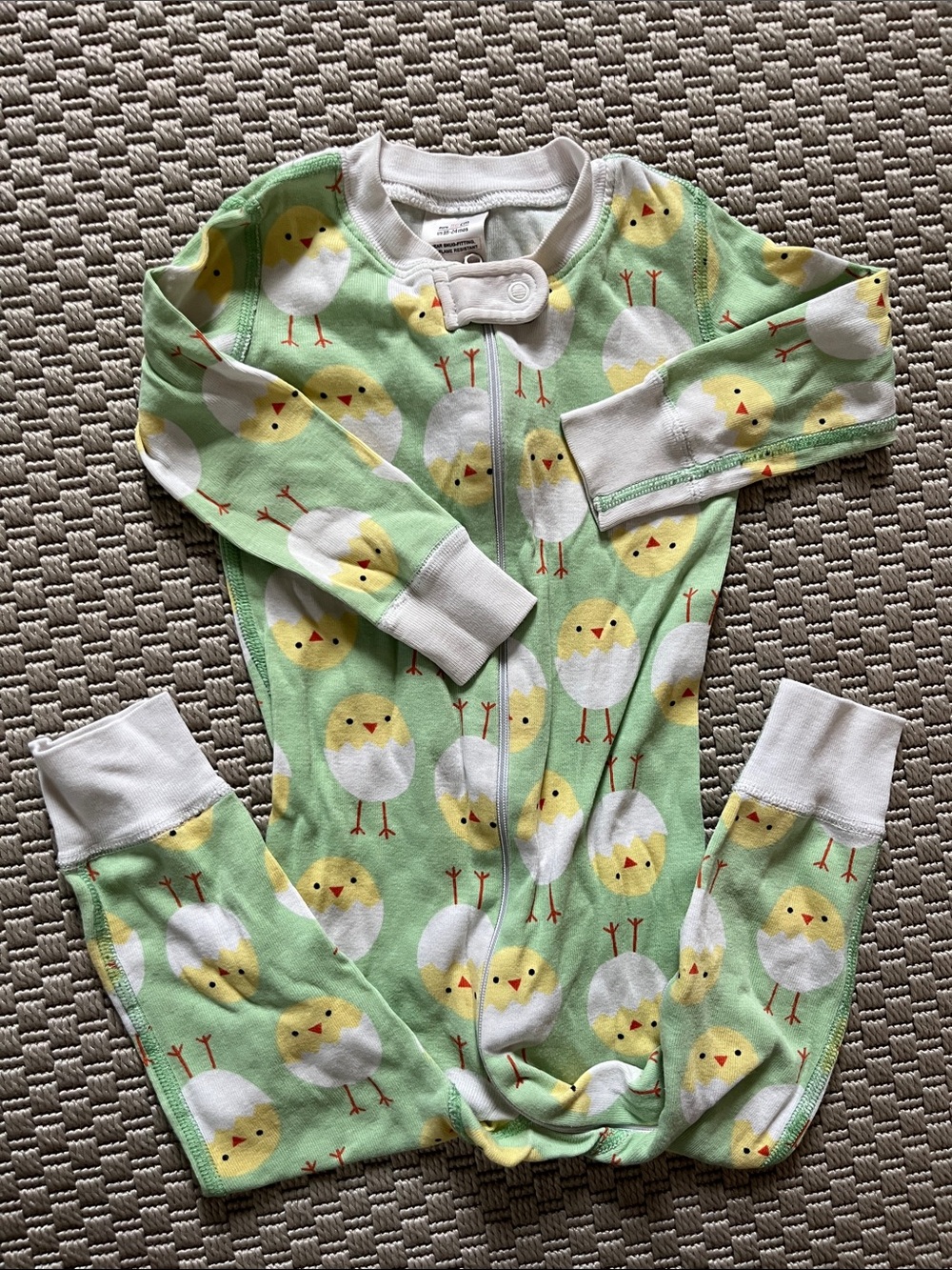 Hanna Andersson - Mint Green Chick Print Zipper Pajamas